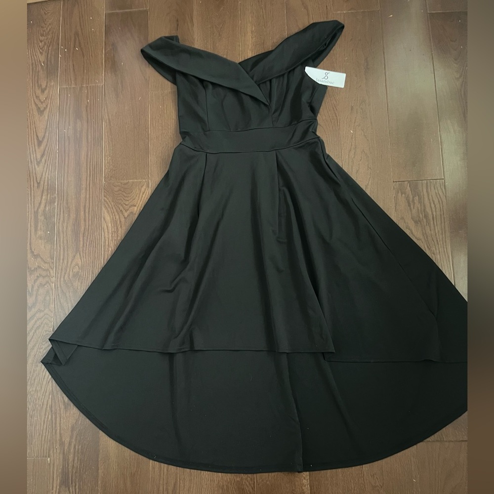 NWT Jasambac Black High-Low Off-the-Shoulder Dress